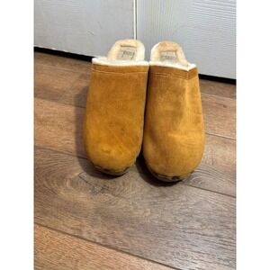 Beek Clogs Suede Shearling Lined Wooden Heel Mule Clogs‎ Size 9